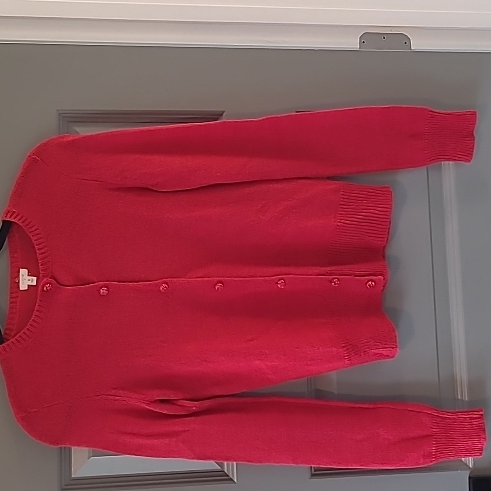 J. Crew Cherry Red Knit Cardigan